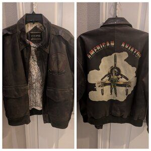 COOPER Mens Genuine Leather  American Aviator Bomber Jacket Size 44